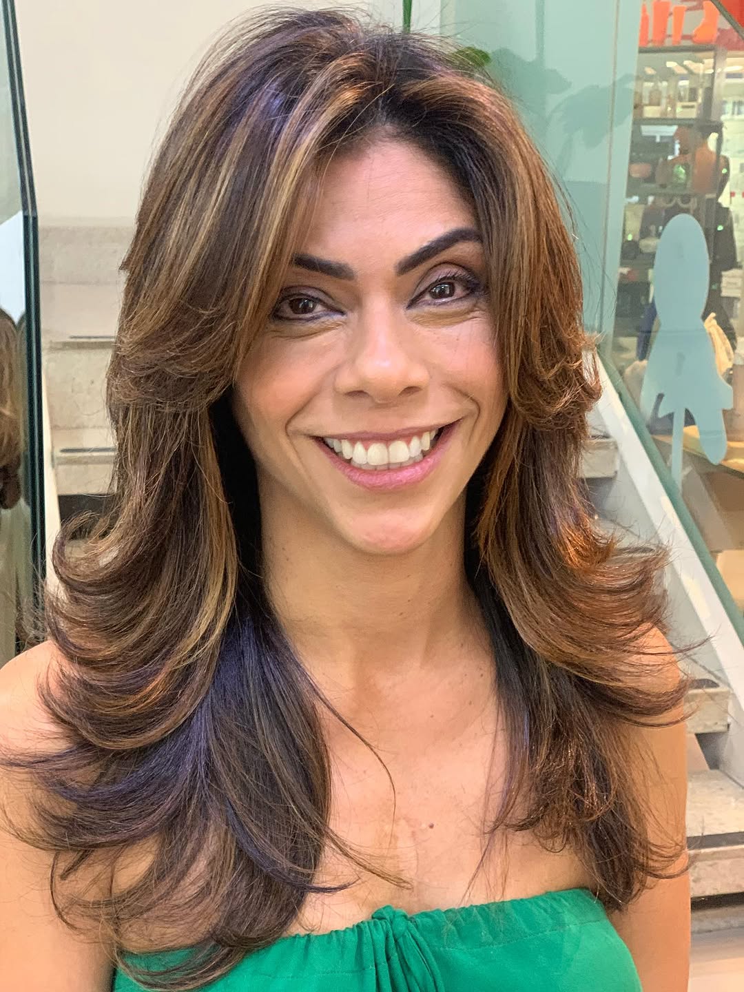 Mechas caramelo com camadas